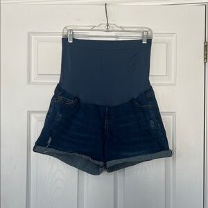 Stylish Dark Blue High-Waisted Jean Shorts